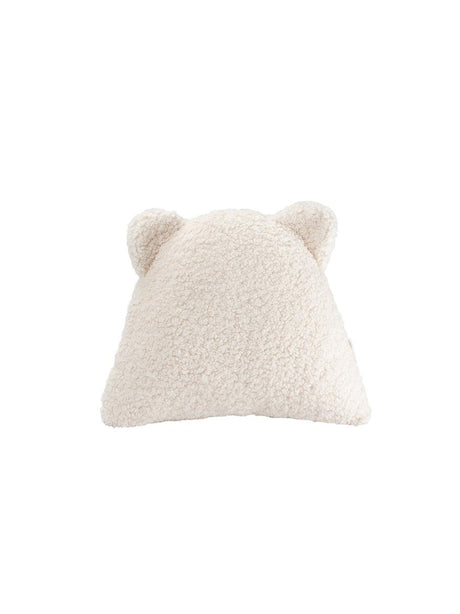 Kissen 'Bär' in Cremeweiß mit Teddybezug und Bärenohren, kuscheliges Kinderkissen von Wigiwama