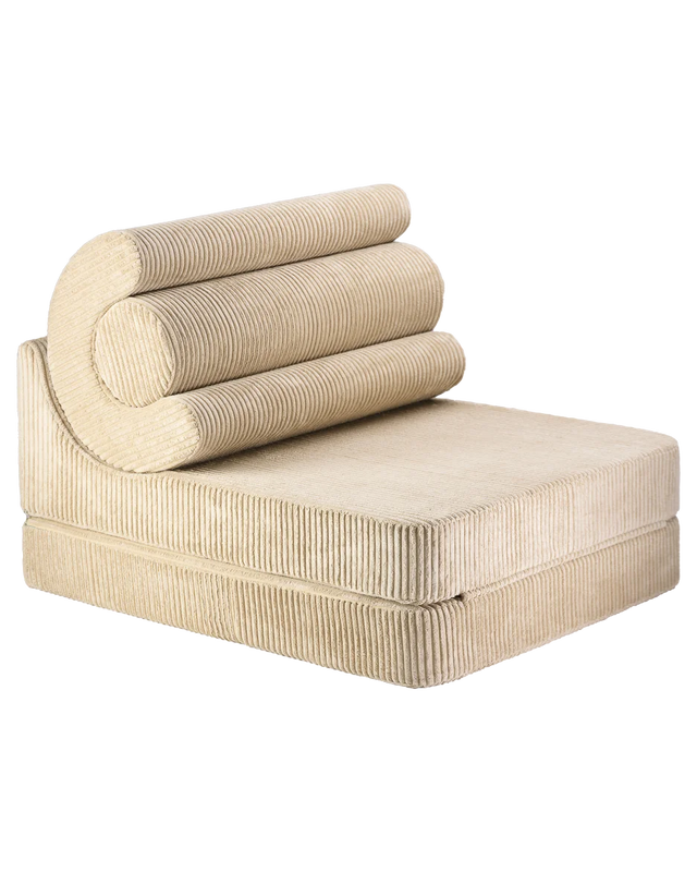 Wigiwama Flipster versatile brown sugar cord chair for kids and adults with adjustable backrest and washable cover
