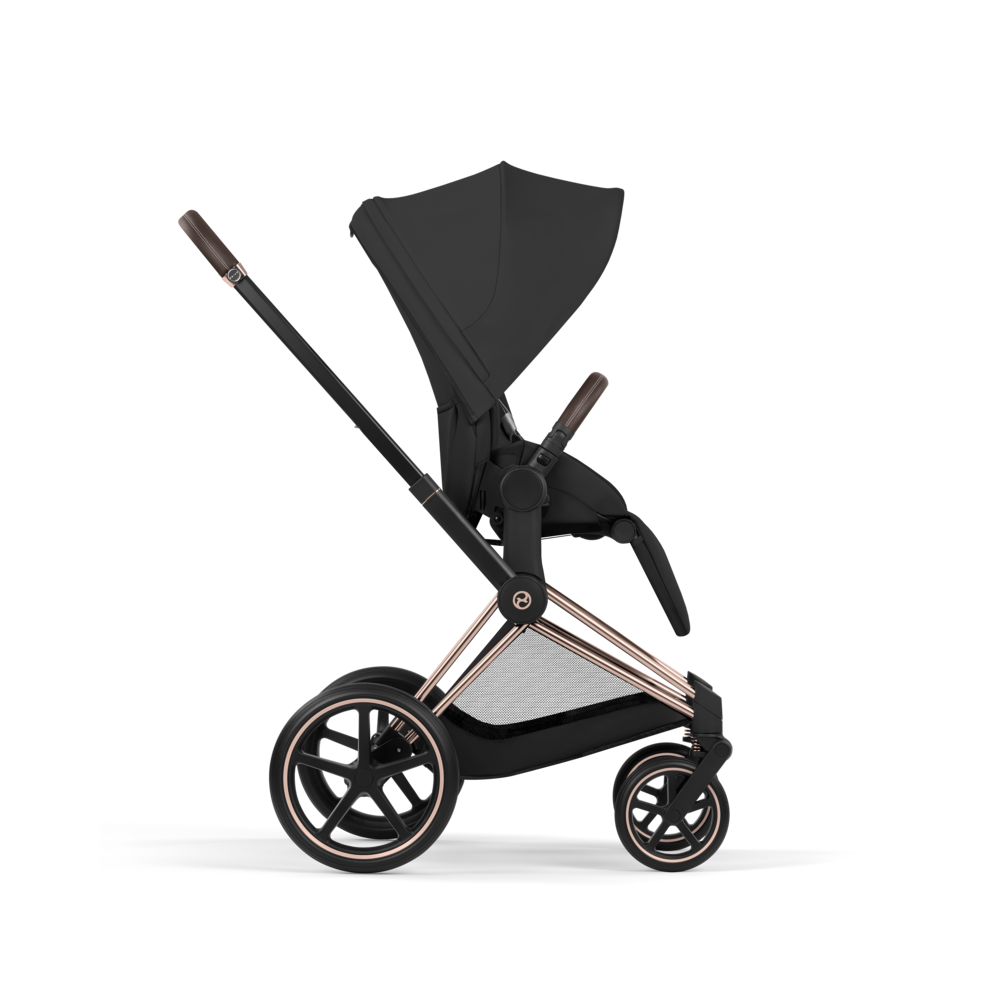 PRIAM Comfort Rosegold incl. Babywanne, Sitzeinheit, Sitzbezug Sepia Black