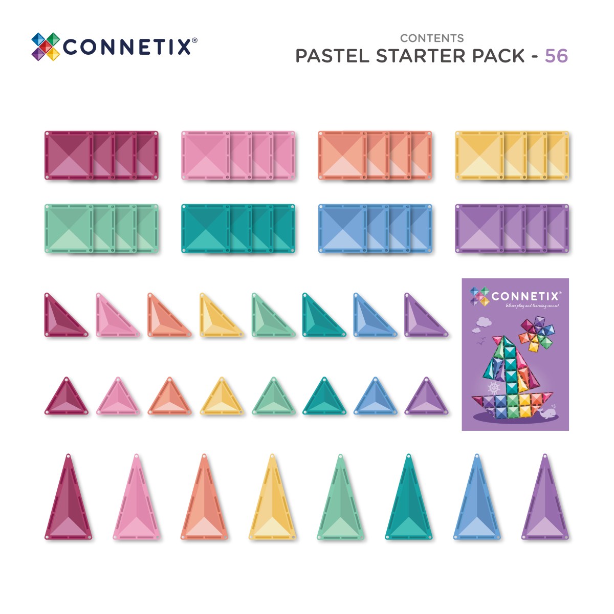Magnetbausteine Pastel Starter Pack 56 Teile