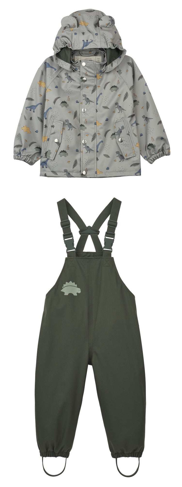 Regenanzug Dakota Softshell dino dove blue wasserdicht und atmungsaktiv für Kinder