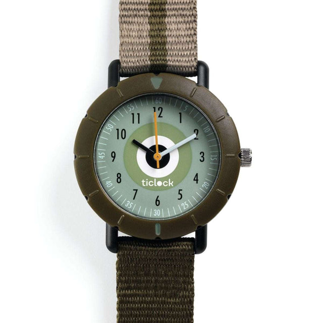 Sportlich-elegante Quarzuhr von Djeco mit drehbarer Lünette und verstellbarem Textilarmband