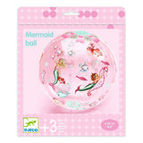 Aufblasbarer Meerjungfrau Ball mit Nixenmotiven, 35 cm Durchmesser, robustes PVC, ideal für Kinder ab 3 Jahren.