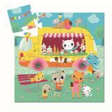 Formen Puzzle Ice Cream Truck mit buntem Eiswagen und Katzenmotiv aus nachhaltigem Papier