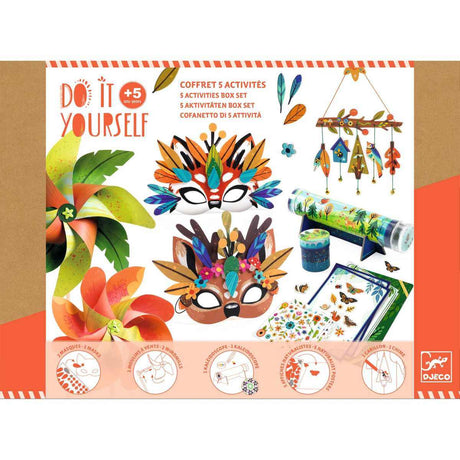 DIY Bastelset Box Natur mit Tiermasken, Windmühlen, Kaleidoskop und Naturtafeln für Kinder ab 5 Jahren