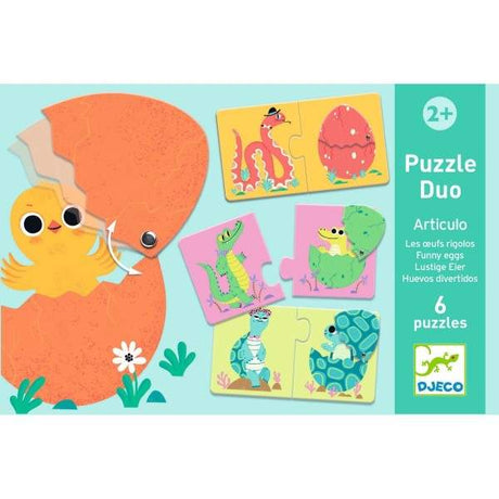 Lernspiele Puzzle Duo mit bunt gestalteten Eiern und versteckten Baby-Tieren für Kinder ab 2 Jahren