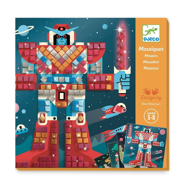 Mosaike Space Battle Kinder-Mosaikset mit metallisch glänzenden selbstklebenden Quadraten und robotischen Monstervorlagen
