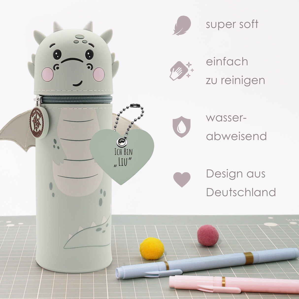 Silikon Federmäppchen Drache Lui