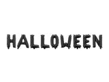 Schwarzer Folien-Luftballon Halloween Banner von PartyDeco mit Strohhalm und Band