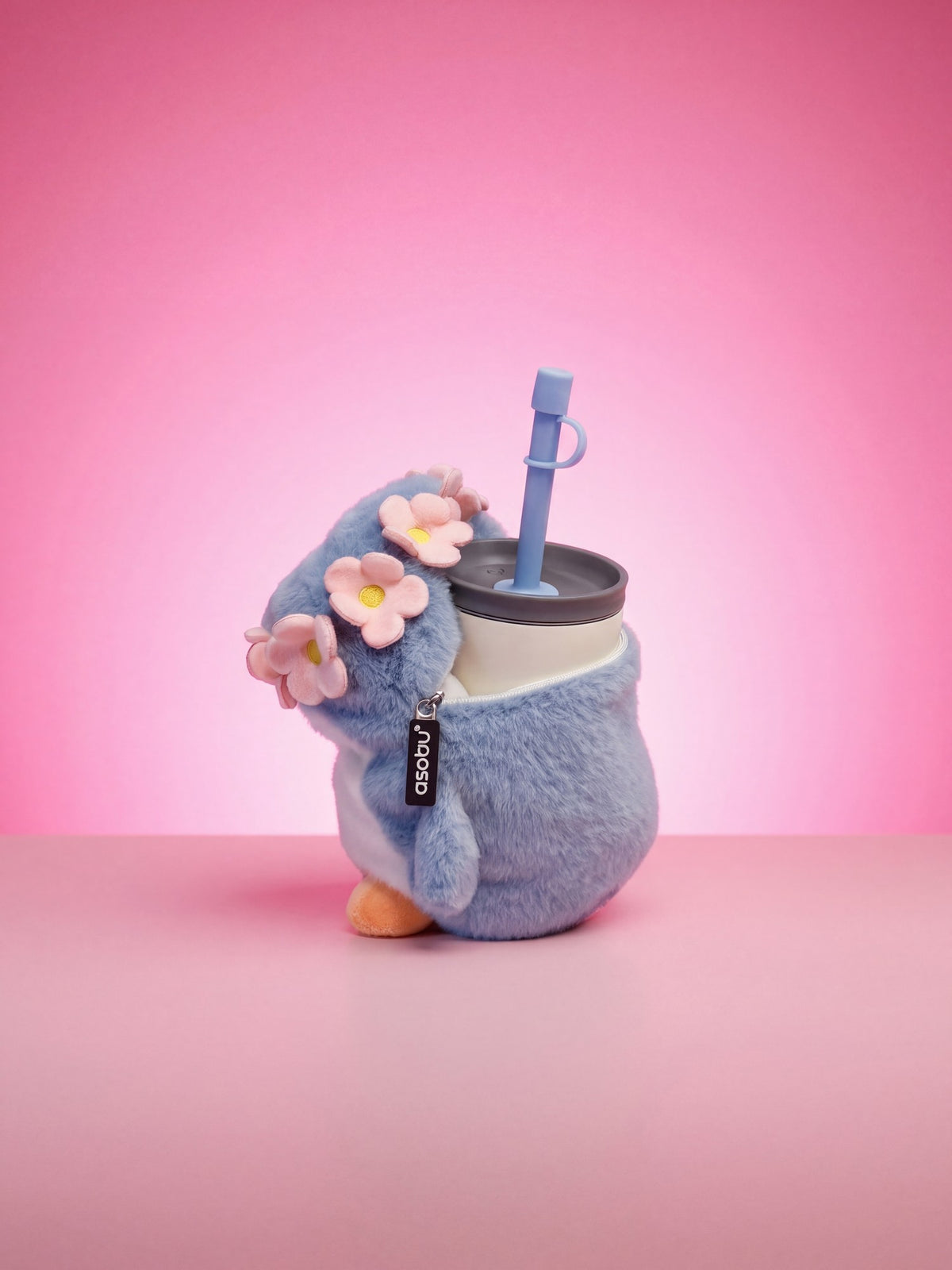 trinkbecher mit Plüschbezug - Fuzzie Pinguin