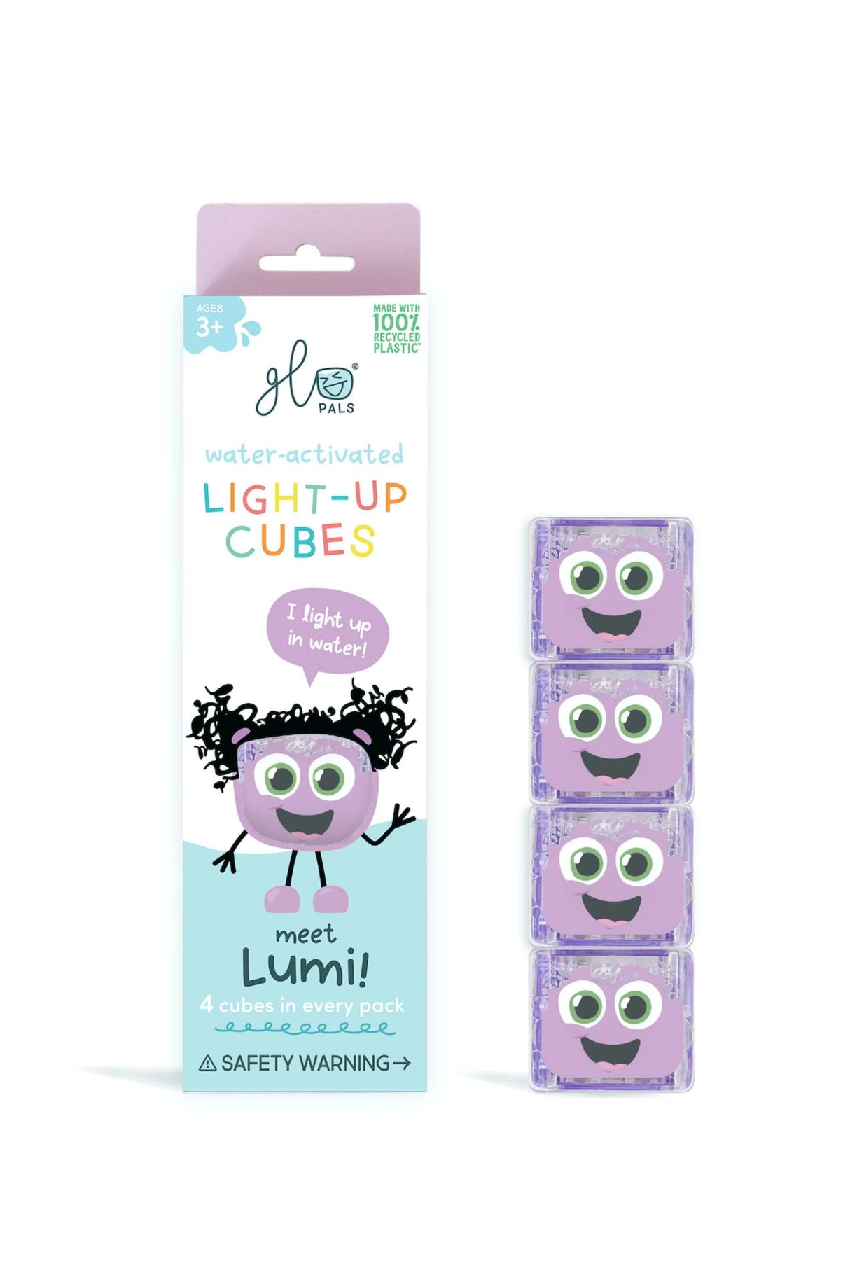 Leuchtende Badewürfel Set mit 4 lila Würfeln für Bade- und Poolspaß
