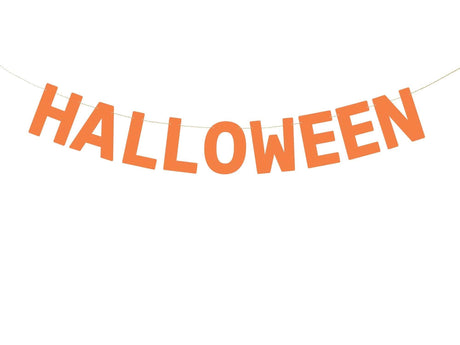 Banner Halloween orangefarbenes Papier mit 8 Buchstaben, 2,5 m lang, 14 cm hoch