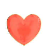 Kleine Partyteller Herz mit Goldrand von Meri Meri, herzförmig für Valentinstag und Motto-Party.