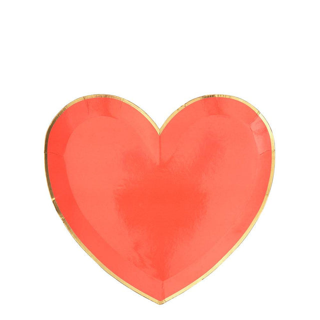 Kleine Partyteller Herz mit Goldrand von Meri Meri, herzförmig für Valentinstag und Motto-Party.