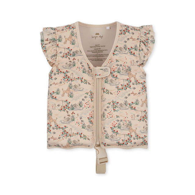 Kinder Schwimmweste Mizumi mit Blumen- und Schwanenmuster, Neopren, sicherer Verschluss und Sicherheitsgurt