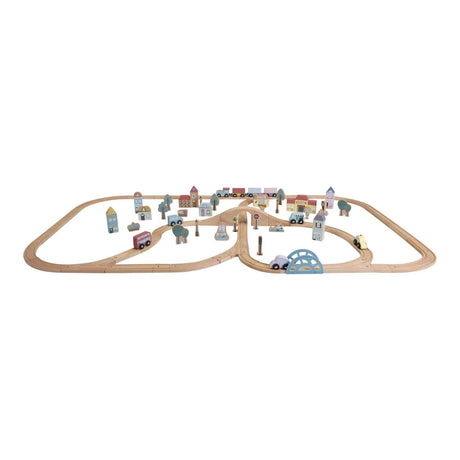 Eisenbahnschienen City Holzspielset von Little Dutch mit über 107 Teilen, fördert Kreativität und Feinmotorik, für Kinder ab 3 Jahren