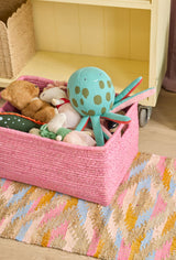 Raffia Korb Groß Pink