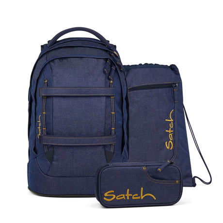 Schulrucksack Set Denim Blue mit ergonomischem Design und nachhaltigem Material