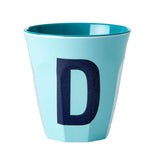 Rice Melaminbecher Buchstabenbecher D mit 250 ml Fassungsvermögen und Alphabet-Print, spülmaschinengeeignet, BPA-frei