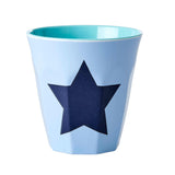 Soft Blue Becher with star print, 250 ml melamine cup, dishwasher safe, BPA-free
