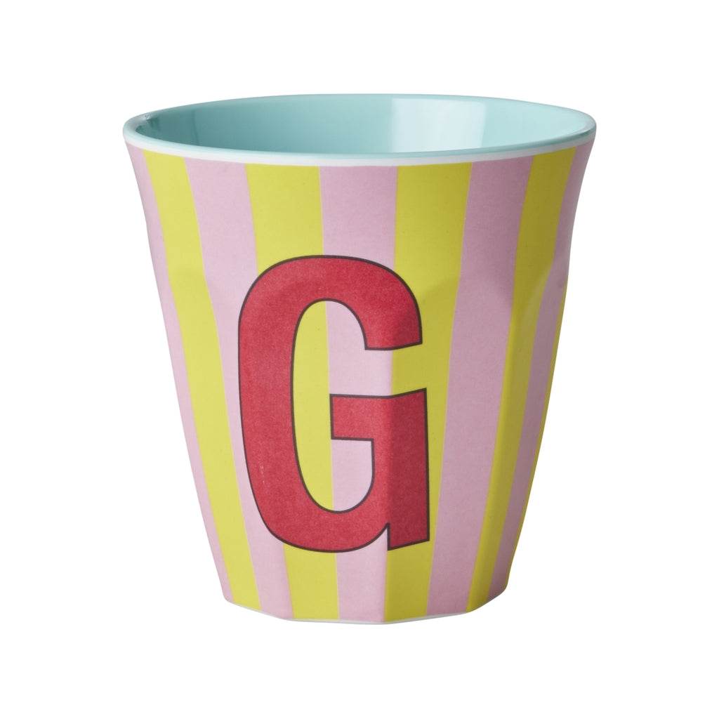 Buchstabenbecher G aus Melamin mit 250 ml Volumen, alphabetisches Design, spülmaschinengeeignet