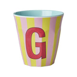 Buchstabenbecher G aus Melamin mit 250 ml Volumen, alphabetisches Design, spülmaschinengeeignet