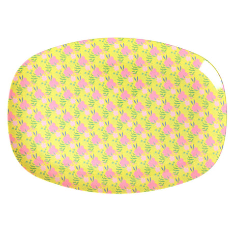 Ovaler melamin Servierteller mit Sunny Days Print, spülmaschinenfest und BPA-frei, ideal für Picknick und Camping.