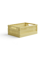 Aufbewahrungsbox midi faltbar in lemon cream aus recyceltem Plastik, stapelbar und platzsparend