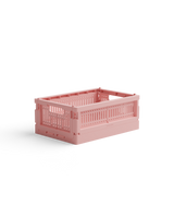 Mini Aufbewahrungsbox in Candyfloss Pink aus recyceltem Plastik, stapelbar und faltbar
