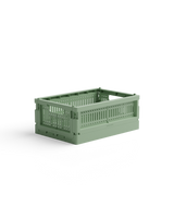 Kleine grüne Aufbewahrungsbox mini aus recyceltem Plastik, faltbar und stapelbar