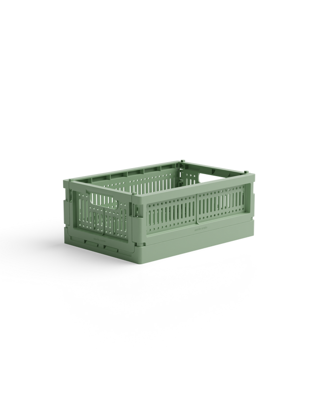 Kleine grüne Aufbewahrungsbox mini aus recyceltem Plastik, faltbar und stapelbar