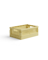 Aufbewahrungsbox mini lemon cream aus recyceltem Plastik, stapelbare Faltbox für vielseitige Ordnung