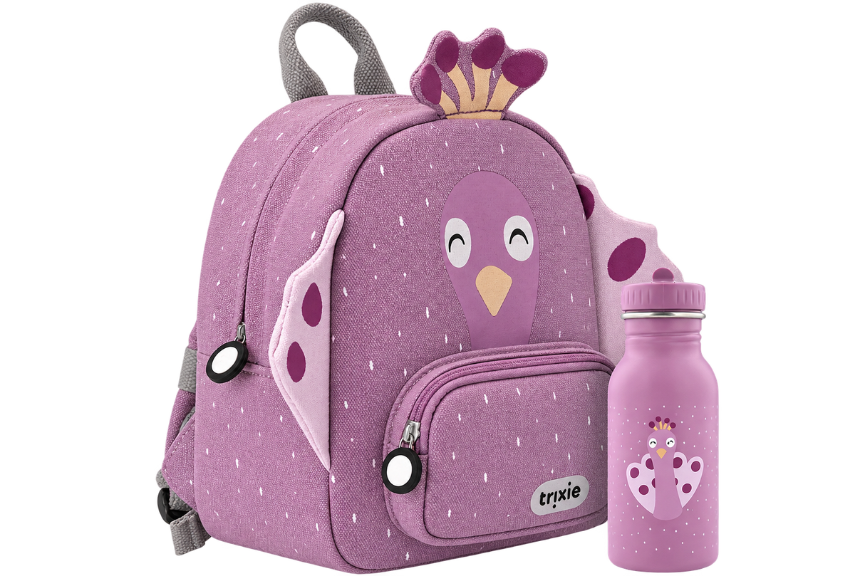 Schulset - Rucksack klein & Trinkflasche 350ml - Mrs. Peacock