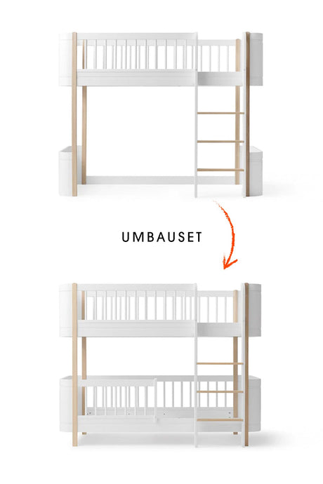 Wood Umbau-Set transforming Mini+ halbhohes Hochbett to halbhohes Etagenbett white oak
