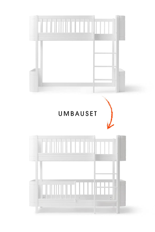 Wood Umbau-Set zur Umwandlung von Mini+ halbhohem Hochbett in halbhohes Etagenbett, weiß