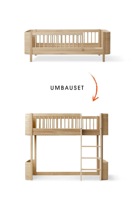 Wood Umbau-Set zum Umbau vom Mini+ Juniorbett zum halbhohen Hochbett in Eiche