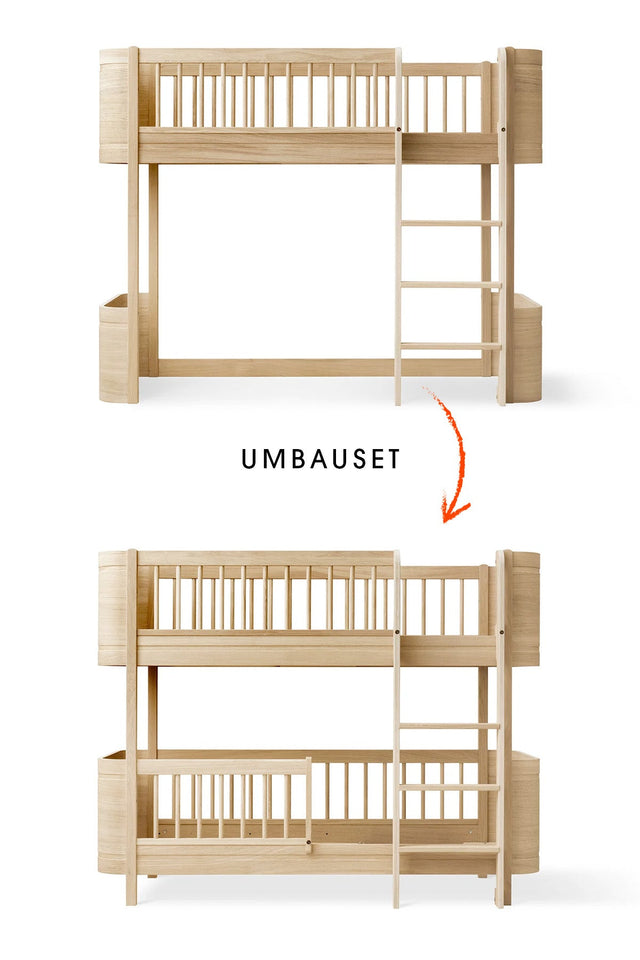 Wood Umbau-Set von Oliver Furniture zum Umbau Mini+ halbhohes Bett in halbhohes Etagenbett aus Eiche.