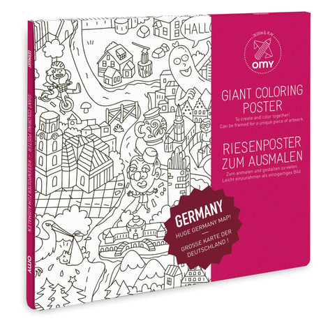 Großformatiges Ausmalposter Deutschland mit Sehenswürdigkeiten und Traditionen auf 70x100 cm