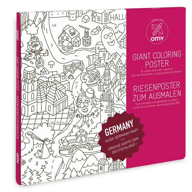 Großformatiges Ausmalposter Deutschland mit Sehenswürdigkeiten und Traditionen auf 70x100 cm