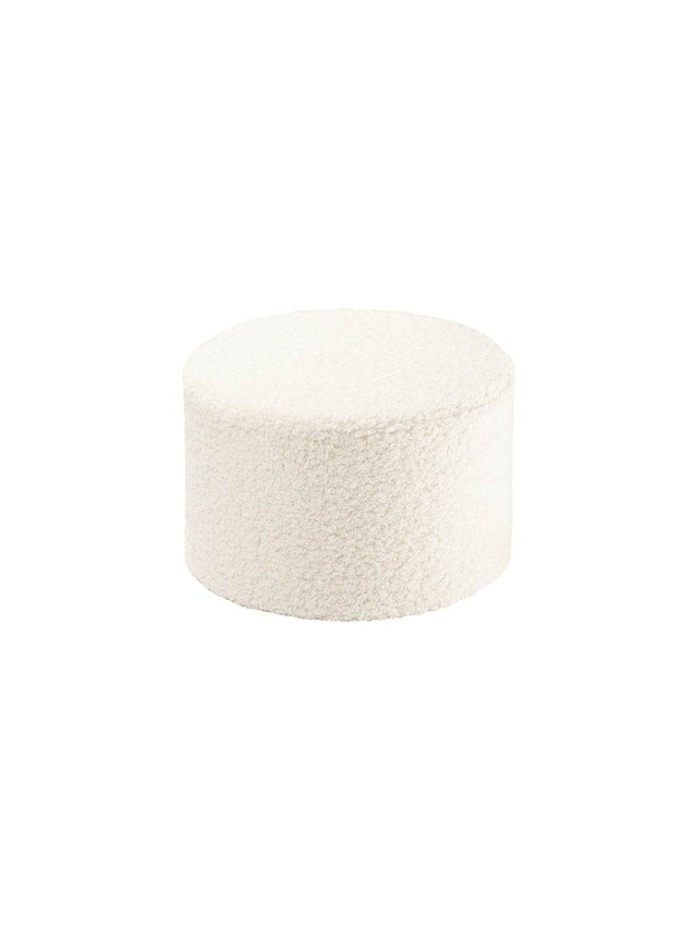 Cream White Pouffe for kids with soft beige teddy fabric and sturdy foam filling