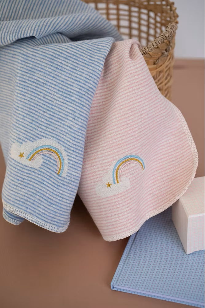 Babydecke Regenbogen/ blau