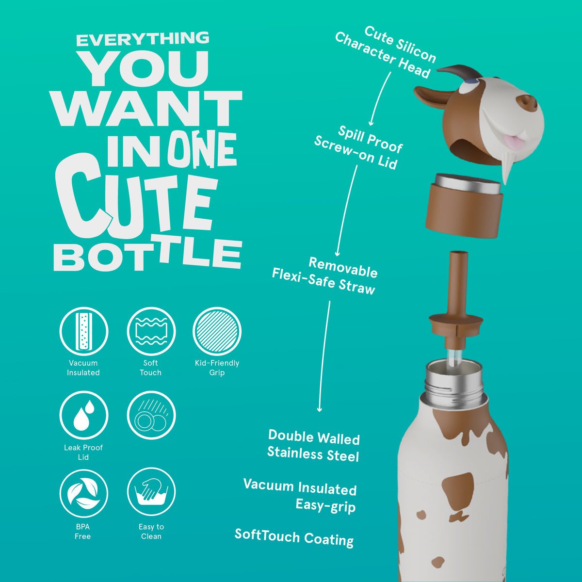 Trinkflasche Bestie- Kuh