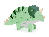 Snack-Wand mit Dinomotiv Triceratops aus Papier für Kinderpartys, 10 Snackstäbe, 38x23 cm, Selbstzusammenbau