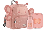 Schulset - Rucksack, Trinkflasche 350ml & Brotdose groß Mrs. Butterfly