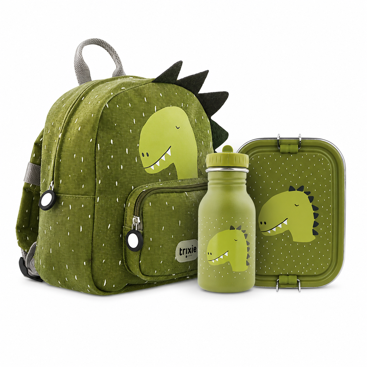 Schulset - Rucksack klein,Trinkflasche 350ml & Brotdose groß - Mr. Dino