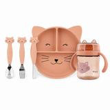 Esslernset - Esslernteller mit Saugnapf, Kinderbesteck Set & 360° Trinkbecher - Mrs. Cat
