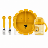 Esslernset - Esslernteller mit Saugnapf, Kinderbesteck Set & 360° Trinkbecher - Mr. Lion