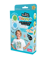 Super Glittzy Tattoo-Set ROCKY with glitter tattoos, stencils, brush, and skin-safe glue for kids