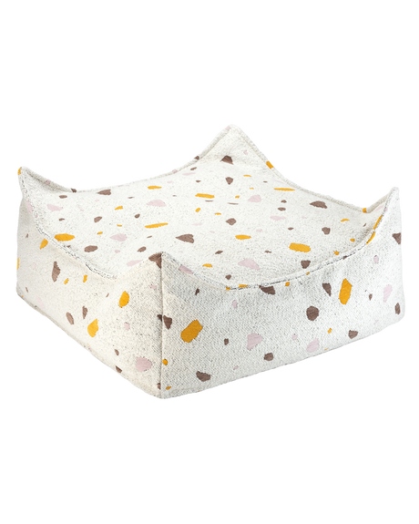 Square Ottoman in terrazzo marble design with OEKO-TEX® certified fabric and removable cover