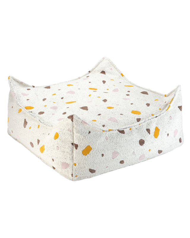 Square Ottoman in terrazzo marble design with OEKO-TEX® certified fabric and removable cover